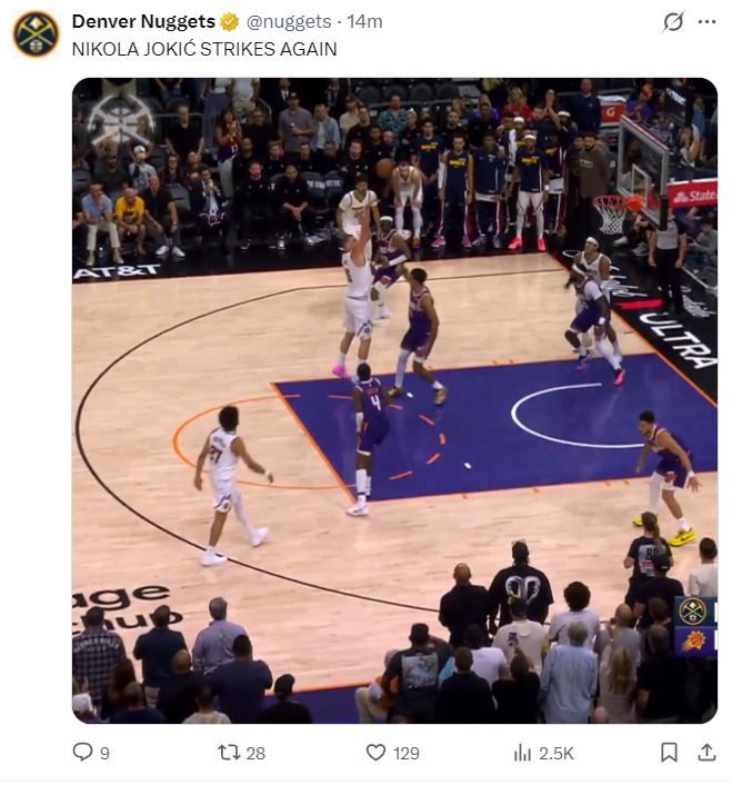 约基奇准绝杀+三双创纪录 掘金逆转太阳取三连胜